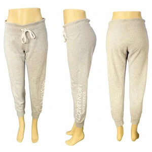 CALVIN KLEIN PERFORMANCE WOMEN'S LOGO COTTON-BLEND JOGGER PANTS GREY Size M